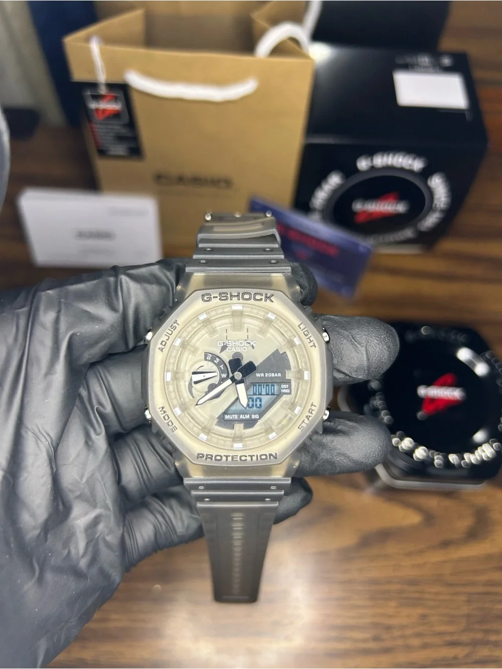 Casio G-SHOCK Transparent Beige Resin Digital-Analog Watch